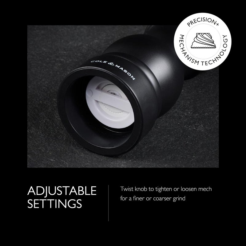 Cole & Mason Southwold Classic Salt & Pepper Mill Gift Set - Salt and Pepper Grinders with a Matte Finish - Adjustable & Refillable Mills - Hand Wash Kitchen Tool - Black/White - Image 3